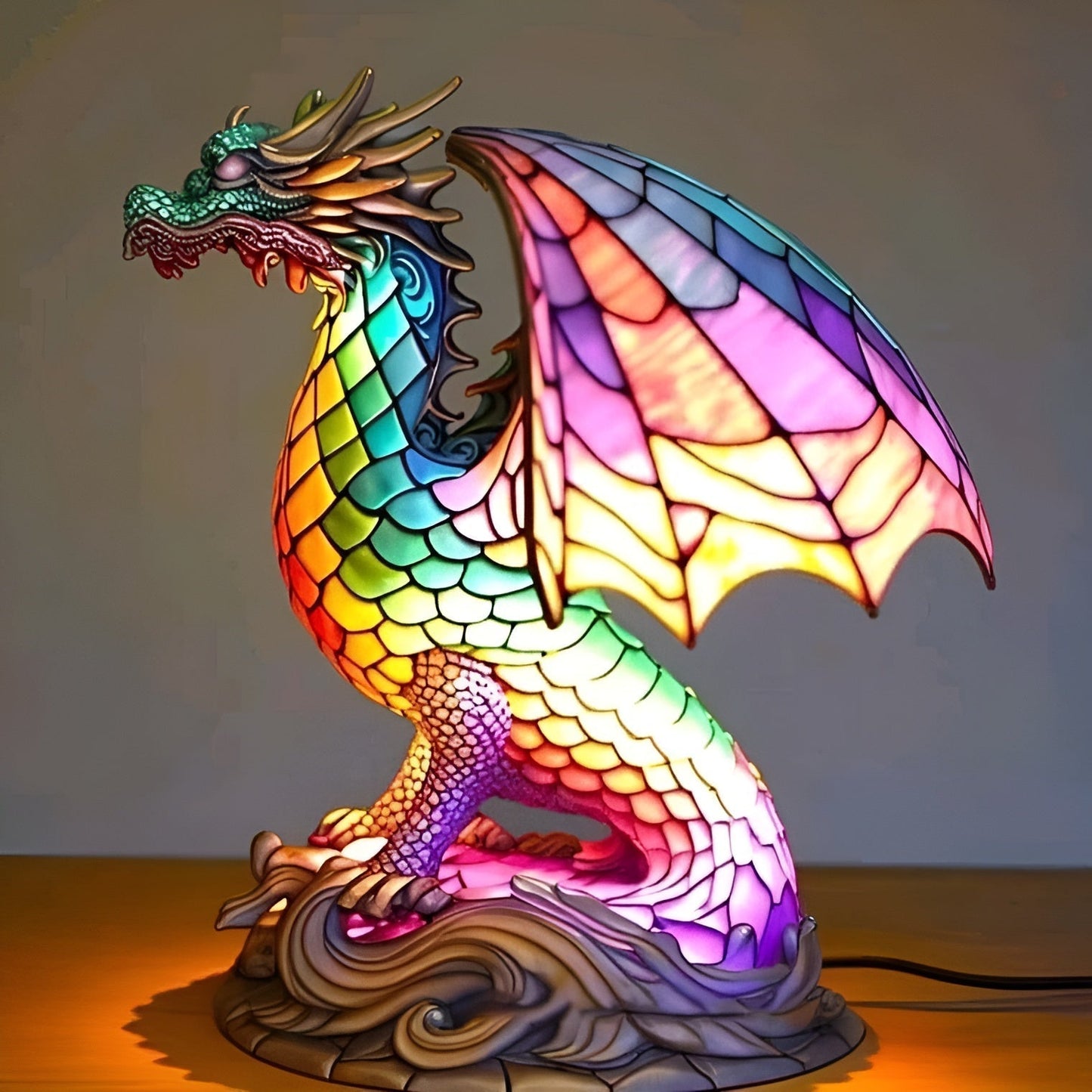 Czaruś - Lampa Magisk Dragon w witrażu
