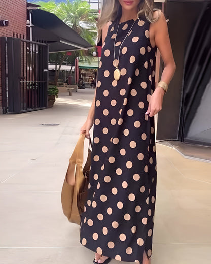 Roxane | Rozkloszowana sukienka maxi w kropki