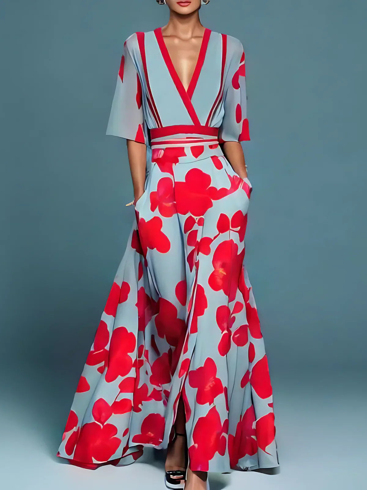 Laure | Elegancka sukienka z portfelem w kwiaty