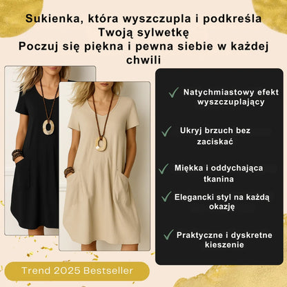 Joanna  - Elegancka sukienka z subtelnym zakryciem brzucha
