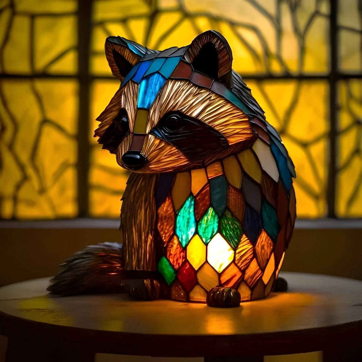 Gustlik - Lampa witrażowa Magisk Raccoon